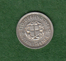 British 1940 Three Pence George VI 3 pence English Coins (0038126)