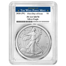2026 W 1 American Silver Eagle PCGS MS70 FDOI West Point Label