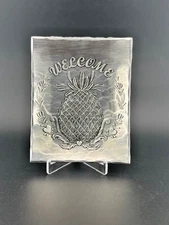 Wendell August Pewter “Welcome” Plate Pineapple Design 5” x 4” Handcrafted USA