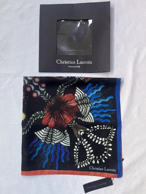 Pañuelo de seda Christian Lacroix Foulards Carré negro + patrón 67x67 cm NUEVO en embalaje original - Imagen 1 de 4