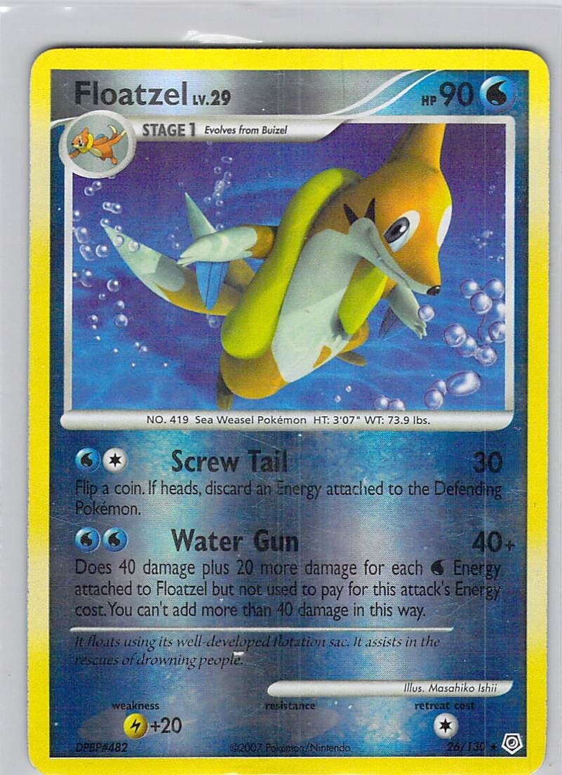 Floatzel 26/130 Diamond and Pearl Reverse Holo LP English Pokemon TCG