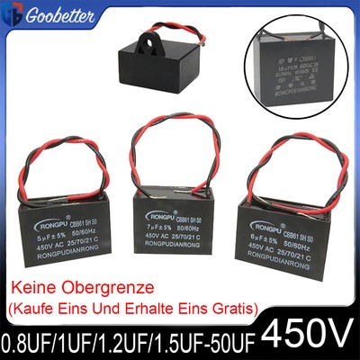 0.8-50UF CBB61 Motor Lüfter Fan Start Kondensator 450V(Kaufe 1 Erhalte 1 Gratis)