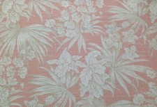 MAGNOLIA HOME ATLANTIS SUNSET CORAL FLORAL BASKETWEAVE LINEN FABRIC BY THE YARD
