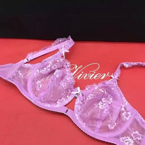 Sujetador y bragas de encaje transparente para mujer conjunto de sujetadores 32 34 36 38 B C taza lo último - Imagen 12 de 17