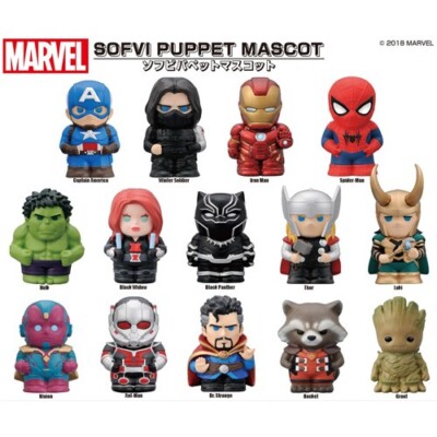 エンスカイ MARVEL SOFTVI PUPPET MASCOT 全14種 MARVEL Soft Vinyl Puppet Mascot 14packs Set Japan limited