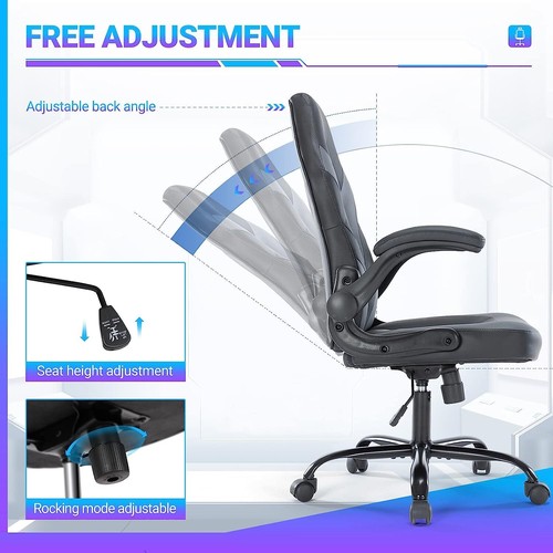 PU Leather Gaming Chair Ergonomic Computer Executive Adjustable Desk Chairs - Picture 21 of 39