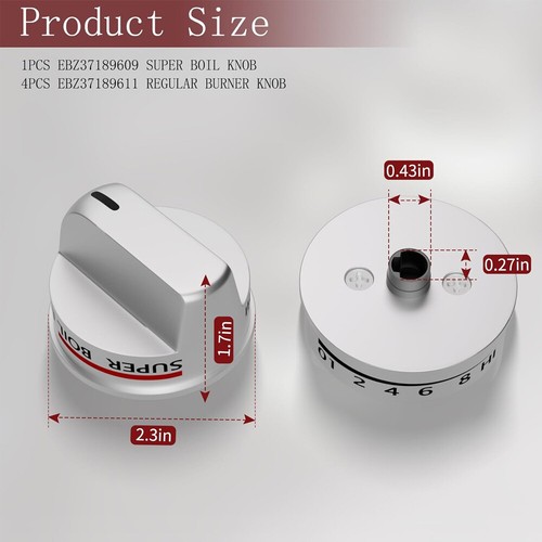 1x EBZ37189609 Range Burner Control Knob and 4x EBZ37189611 Range Control Knobs - Picture 7 of 12