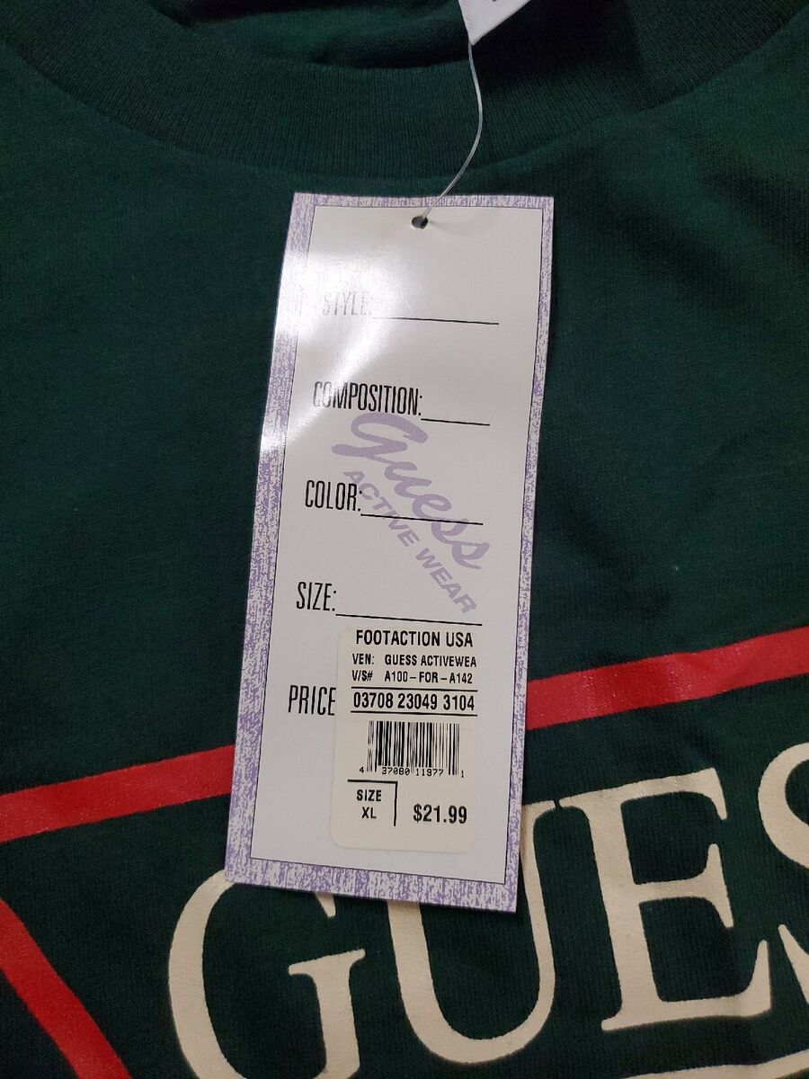 Vintage Guess Jeans Green Single Stitch T-shirt Deadstock XL Vintage Guess Jeans Green Single Stitch T-shirt Deadstock XL