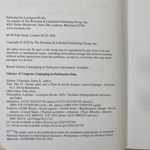 The 53 Rituals Grief and a Titan II Missile Disaster by Jason S Ulsperger HC - 第 4/8 張圖片