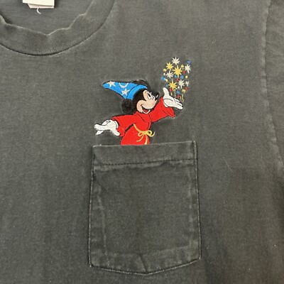 VTG 90s FANTASIA DISNEY STORE POCKET T SHIRT XXL BLACK STITCHED