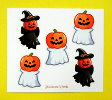 Vintage Style Pumpkin Headed Ghosts Mini Sticker Sheet