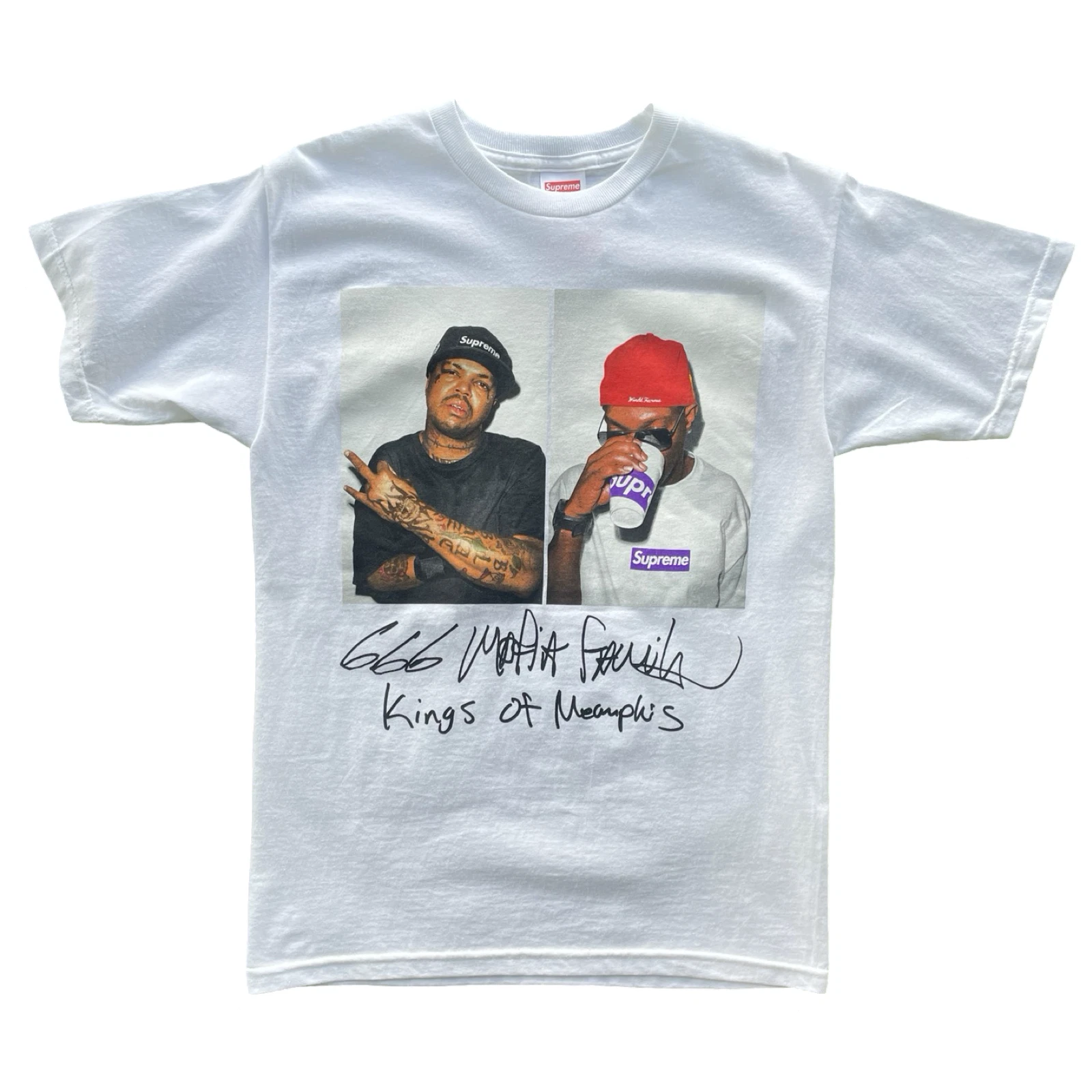 T shirt photo S (tout neuf)   Supreme Three 6 Mafia blanc FW12