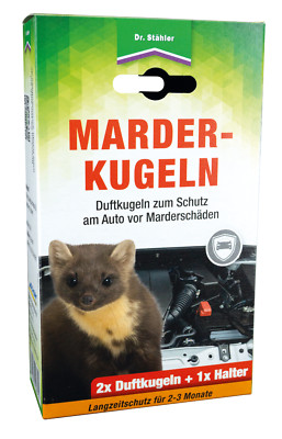 Dr Stähler Marderkugeln 2 Duftkugeln+1 Halter gegen Marderschäden am Auto
