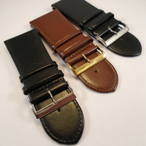EXTRA WIDE LEATHER WATCH STRAP 30 32 34 36 38 40mm Black or Brown Top