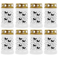 Grabkerze 8Er Pack Grablicht 40H Brenndauer Weiß Grablampe Grab Kerze Pferd Tier