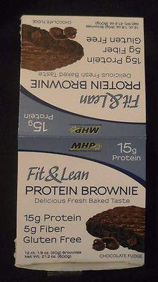 (12) MHP Fit & Lean Protein Brownie Bars Chocolate Fudge 1.8 Oz Gluten Free
