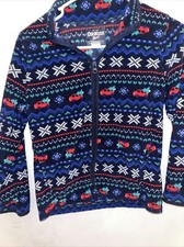 Oshkosh B Gosh Fleece Jacket Size 10 Navy Blue With Red Trucks