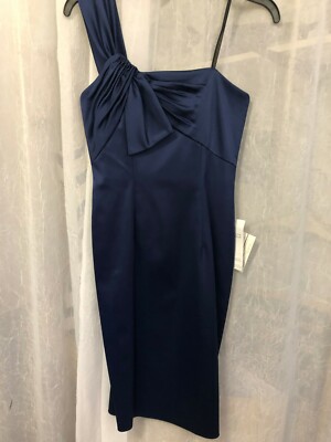 David Meister Women's Navy Blue One Strap Dress Size 2 NWT