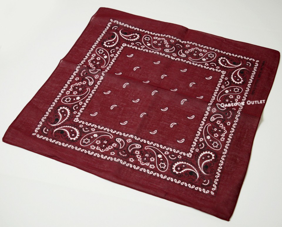 COWBOY WESTERN BANDANA 100% COTTON PAISLEY PRINT SCARVE HANDKERCHIEF ...