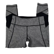 Lululemon Pace Rival Crop 21” Line Up White Black Size 4 Squiggle Print