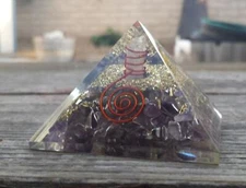 EXTRA LARGE (70-75mm) AMETHYST ORGONE GEMSTONE X-LARGE PYRAMID ORGONITE