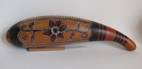 Unique Peruvian Guiro With Scraper Percussion Musical Instrument 13 1/2"H