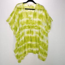 Michael Kors Sheer Swim Cover up Tunic Womens S/M Green Tie Dye Elastic Waist