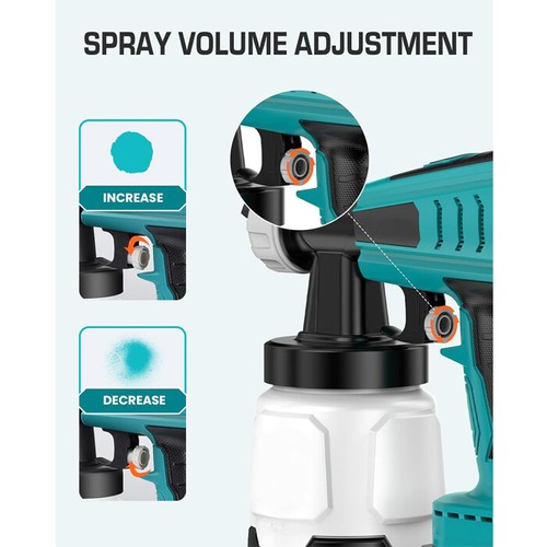 Pistola a spruzzo per vernice doppia batteria 18V 1000ML paint aerografo pittura - Foto 6 di 10