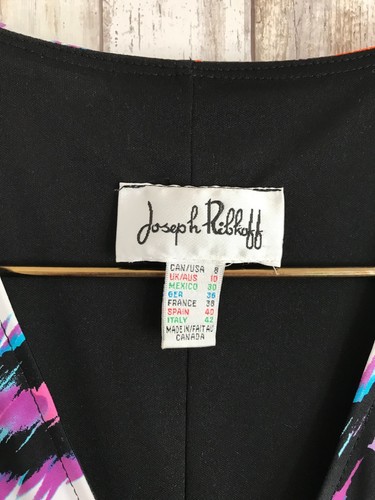 Vestido JOSEPH RIBKOFF Cortina Acanalada Ajustado Negro Púrpura Estampado 8 Mediano - Imagen 4 de 6