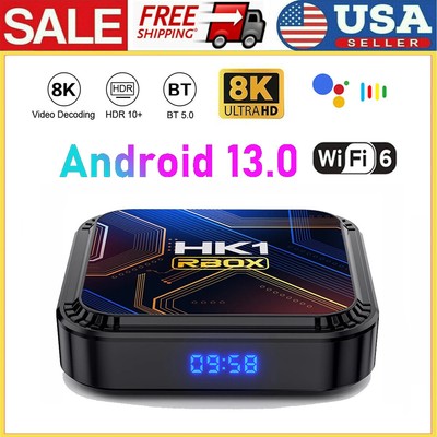 US Android 13 Smart TV Box 2.4G& 5G WIFI Quad Core 8K HD Bluetooth Media Player
