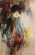 Susan Sahall  "Waif" Hand Signed & Numbered Offset Lithograph Impressionism Art