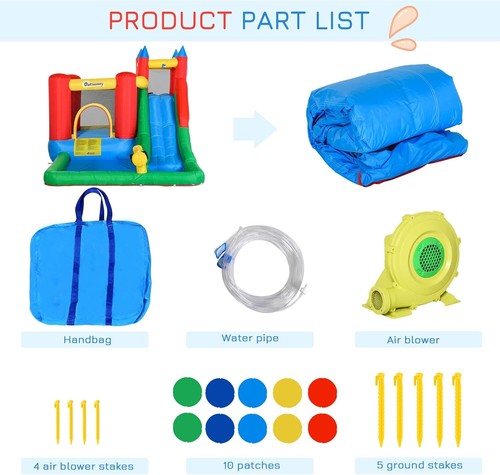 Outsunny 6-in-1 Kids Bounce House Inflatable Water Slide with Pool, K - Picture 6 of 6