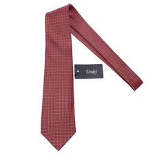 Drake's NWT Neck Tie in Orange with Navy/Light Blue & White Geometric 100% Silk