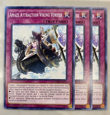 Yugioh! 3x Amaze Attraction Viking Vortex DAMA-EN076 Common 1st Ed NM | eBay