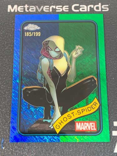 2025 Topps Chrome Marvel Ghost-Spider Blue & Green Shimmer Refractor 185/199 #29