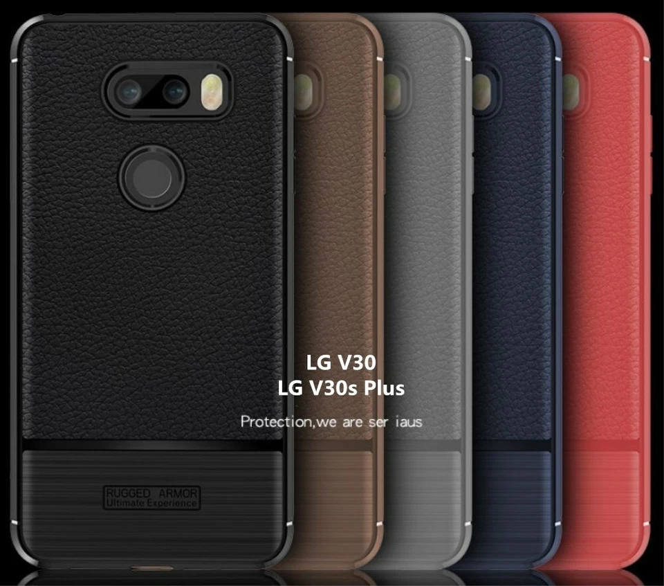 Funda blanda TPU para LG V30/V30s Plus. Cuero de goma de diseño premium a prueba de golpes Foto 2 de 4