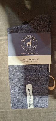 BellePaga Alpaca Bamboo Natural Fibre Socken (Inca Blue Jeans)  EU 35-38 (1Paar)