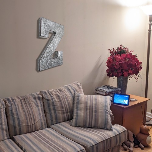 Huge 20" Metal Letter Hanging Wall Décor, Galvanized Metal with Rusted Edges - Picture 160 of 228
