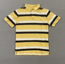 Cherokee Polo Shirt YOUTH Large Yellow Multicolor Striped Short Sleeve Cotton