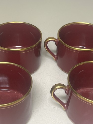 Gray Gold Fitz And Floyd Pavilion Tea Cup Fine Porcelain Japan FF 293 Burgundy - Picture 12 of 18