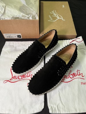 CHRISTIAN LOUBOUTIN PIK BOAT FLAT VELOUR GG SHOES SIZE 43 10 