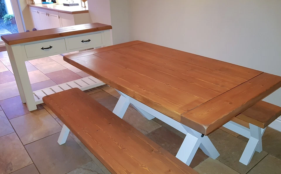 Farmhouse Dining Tables and Benches Solid Wood Handmade - Image 4 of 4