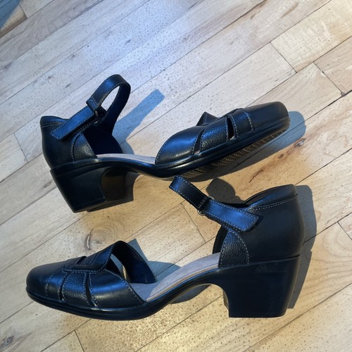 NWOB Clarks Women's Shoes Emily Daisy Black Leather Pumps Size 12 W - Picture 4 of 11