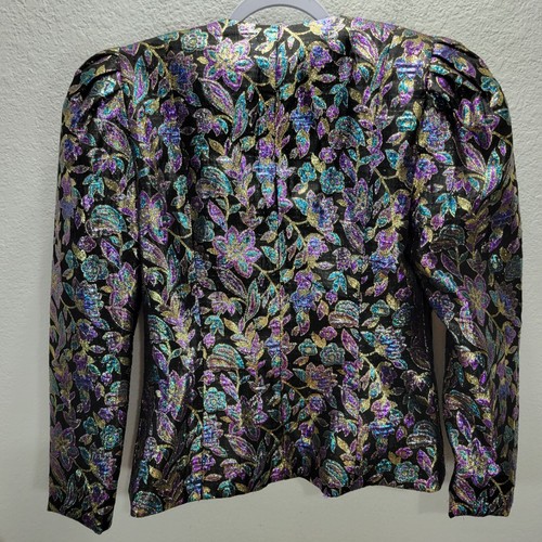 Vintage Saks Fifth Avenue Womens Runway Blazer Size 10 Metallic Print Lined - Picture 3 of 8