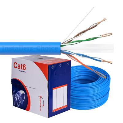 Cat6 500ft cable UTP Solid Blue LAN Network Ethernet RJ45 Bulk 23 AWG