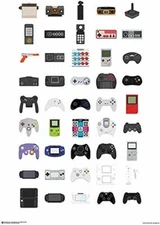 Video Game Controllers Laminated Poster Print (24.5 x 36.5)