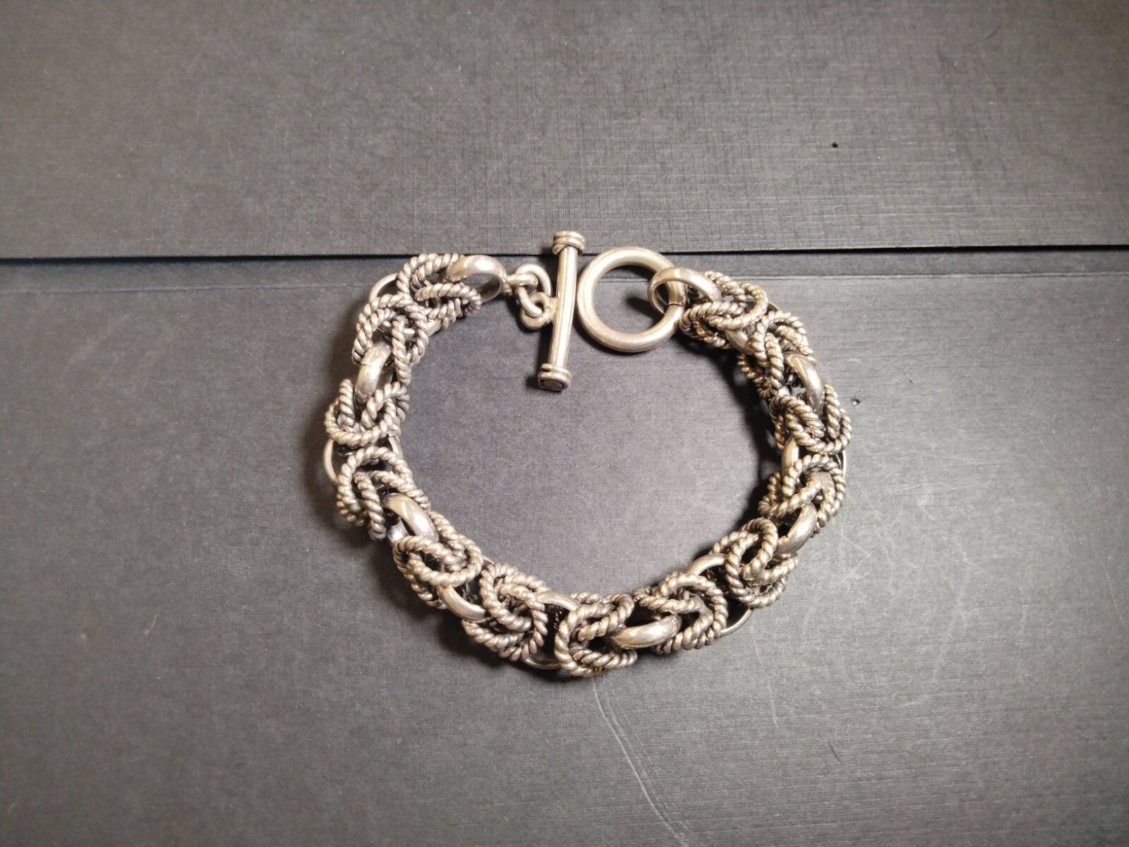 Sterling Silver Toggle Bracelet 9" - image 2