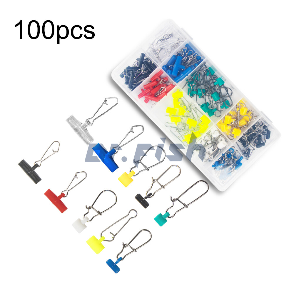 Dr.Fish 100pcs Stainless Steel Sinker Slide w' Hook Snap Box Catfish Saltwater 