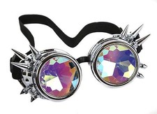 Kaleidoscope Silver Steampunk Goggles Punk Gothic Aviator Rave Kaleidoscopic