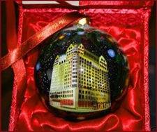 Hand Painted From INSIDE! Very Rare NYC Park Plaza Hotel Christmas Ornament-Gift